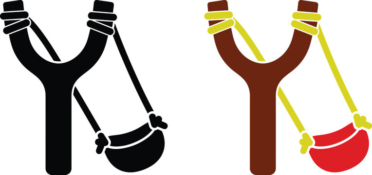 Illustration of a black slingshot on a white plain background view