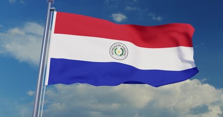 Paraguayan flag waving in the wind
