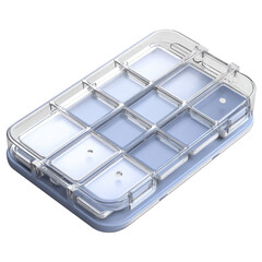 Clear, light-blue ice cube tray container