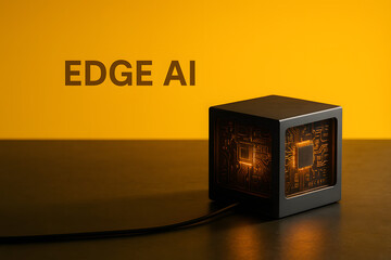 Conceptual Edge AI Power with Glowing Nodes for Decentralized Artificial Intelligence Processing