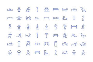 Obraz premium Vector art of park and outdoor activity icons