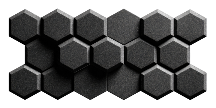 A dark gray, textured, hexagonal pattern