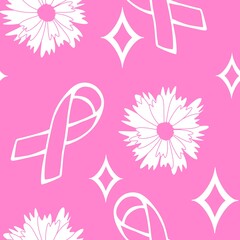 Breast cancer month seamless pink ribbon day mammogram pattern for medical accessories and medicine textiles