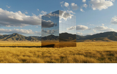 Mirrored Cube Reflections on Nature and Landscape