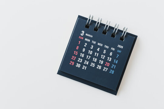 2026年3月カレンダー　日本の3月卓上カレンダー　祝日祭日休日連休　白背景