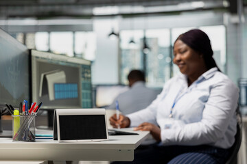 Close up of solar powered prototype built by product designer to meet sustainability goals. Research and development department expert prototypes solar cells gadget with higher efficiency
