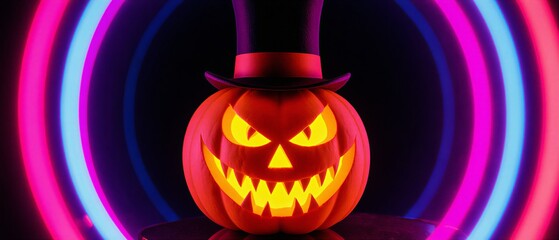 neon halloween pumpkin in tunnel animation loop | halloween party, neon halloween, haunted halloween, darkness halloween, halloween decoration theme