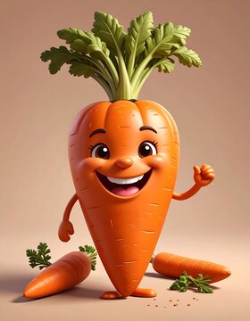 Naklejki Cartoon carrot with a happy expression