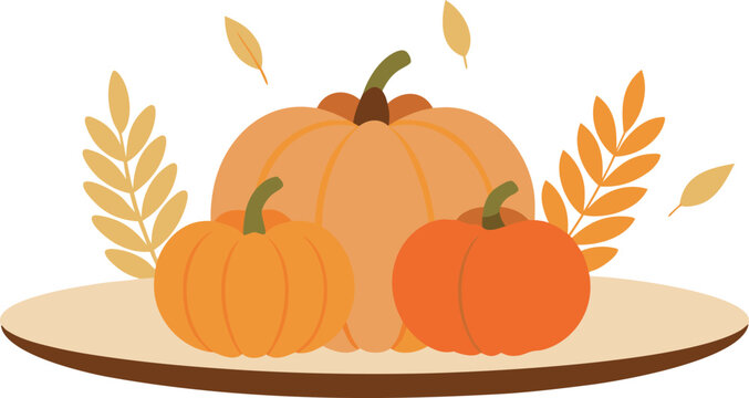 orange pumpkins on plate autumn harvest clip art preview