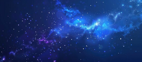 Fototapeta premium Abstract blue and purple galaxy background with glowing stars.