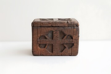 Obraz premium Hand carved wooden box with cross high resolution picture