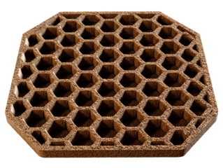Close-up of a brown, octagonal honeycomb pattern