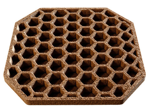 Close-up of a brown, octagonal honeycomb pattern