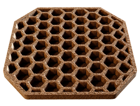 Close-up of a brown, octagonal honeycomb pattern