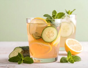 Fototapeta premium Refreshing Cucumber and Lemon Drink