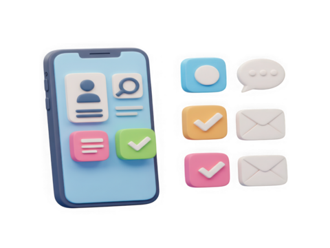 Modern smartphone interface with app icons displaying communication and productivity features