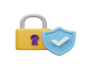 Secure lock and shield icon representing data protection and cybersecurity safety