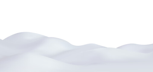 3D elevated snowy landscape with hills and slopes isolated on white background for festive banner design