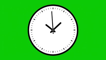 Dynamic clock ticking on vibrant green screen background, symbolizing time passing and urgency for modern projects and presentations.