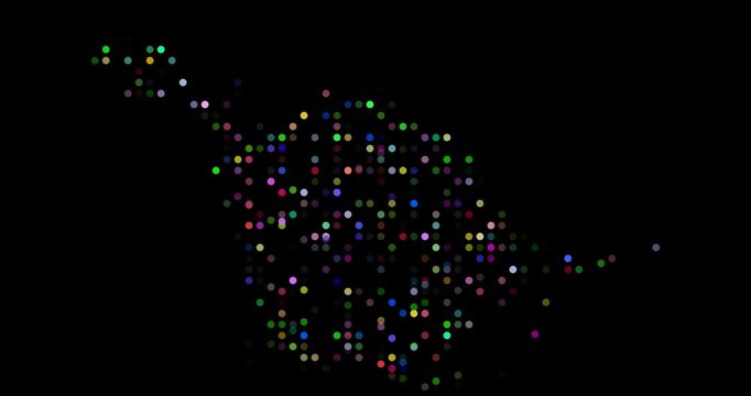 Digital Colored Dots Zooming to Form Heard Island Silhouette Effect