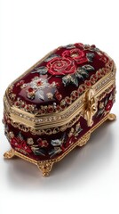 Exquisite decorative jewelry box adorned with floral designs and intricate detailing from a high-end collection