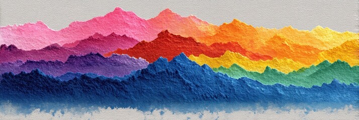 Colorful abstract mountain landscape artwork showcasing vibrant hues in a harmonious gradient during daylight
