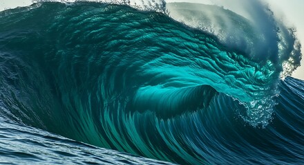 Powerful Ocean Wave Crashing in Turquoise Waters.