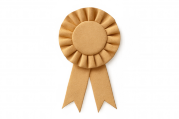 Golden award ribbon symbolizing professional success, highlighting prestigious recognition against transparent backdrop