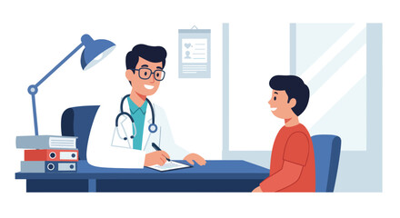 Fototapeta premium Smiling Doctor and Patient in Consultation, Medical Checkup.