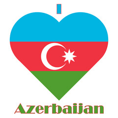 Transparent PNG file of vector graphic of I Love Azerbaijan flag. Comprised of the words I, a heart containing the Azerbaijan flag and the word Azerbaijan