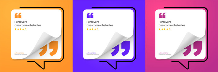 3D bubble testimonial banner, quote, infographic. Social media post template designs for quotes. Empty speech bubbles, quote bubbles and text box. Vector Illustration EPS10.