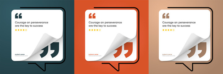 3D bubble testimonial banner, quote, infographic. Social media post template designs for quotes. Empty speech bubbles, quote bubbles and text box. Vector Illustration EPS10.