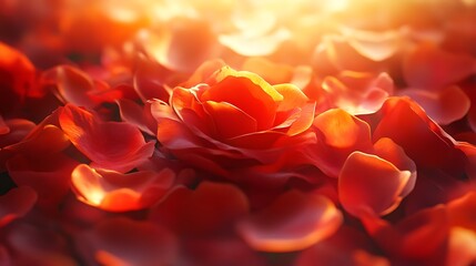 Stunning rose blossoms shining vibrantly in magical floral abstract picture