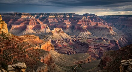 Breathtaking sunset view over majestic grand canyon landscape