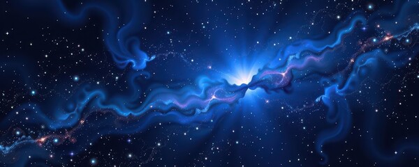Obraz premium Dark blue abstract sky, swirling nebula texture, cosmic backdrop, night sky fantasy, color, illustration