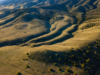 Aerial views of the large grassland at Carrizo Plains National Monuement 