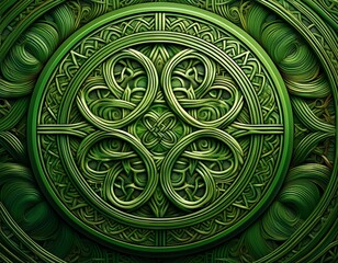 intricate green celtic patterns background design for artistic projects and designs