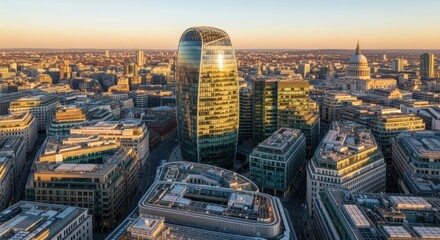 Stunning london skyline at sunset with modern architecture and historic landmarks