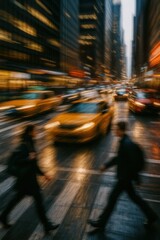 Urban rush hour traffic with dynamic motion blur effects capturing city energy and modern transportation patterns