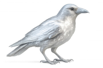 Naklejka premium White crow standing with regal posture, showcasing rare albino genetic variation and distinctive feather details against clean transparent background