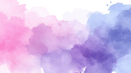 Soft watercolor splashes in shades of pink, purple, and blue create dreamy and artistic background. This abstract design evokes sense of calm and creativity, perfect for various artistic projects