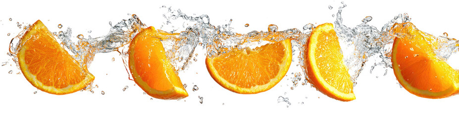 Orange slices in water splash