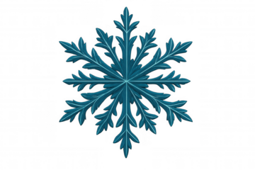 Beautiful blue snowflake with transparent background, perfect for winter and christmas projects
