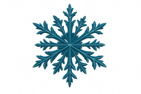 Beautiful blue snowflake with transparent background, perfect for winter and christmas projects