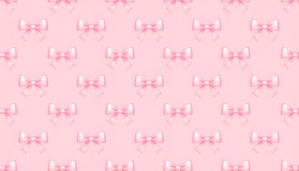 A delightful repeating pattern of delicate pink bows, creating a soft and sweet visual effect.