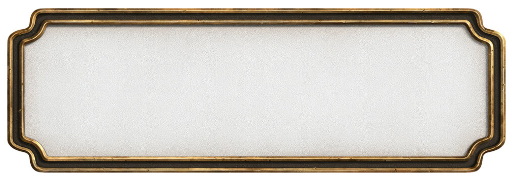 Empty rectangular plaque with ornate dark-bronze frame
