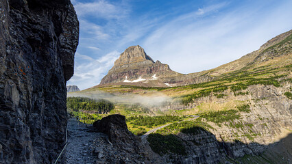 Scenic views on Highline Trail of Logan Pass in glacier national park, Montana, USA