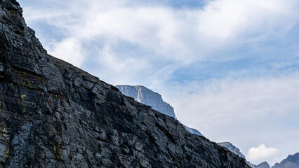 Scenic views on Highline Trail of Logan Pass in glacier national park, Montana, USA