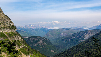 Scenic views on Highline Trail of Logan Pass in glacier national park, Montana, USA