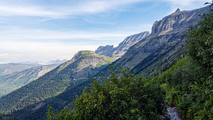 Scenic views on Highline Trail of Logan Pass in glacier national park, Montana, USA